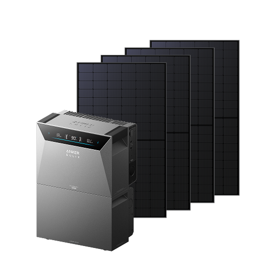 Anker SOLIX Solarbank 4 Pro (5 kWh), batterie solaire, BP5000 (5 kWh), 4 panneaux solaires 500 W, 4 MPPT, capacité jusqu'à 30 kWh, bidirectionnelle 2 500 W, 10 000 cycles, Plug&Play