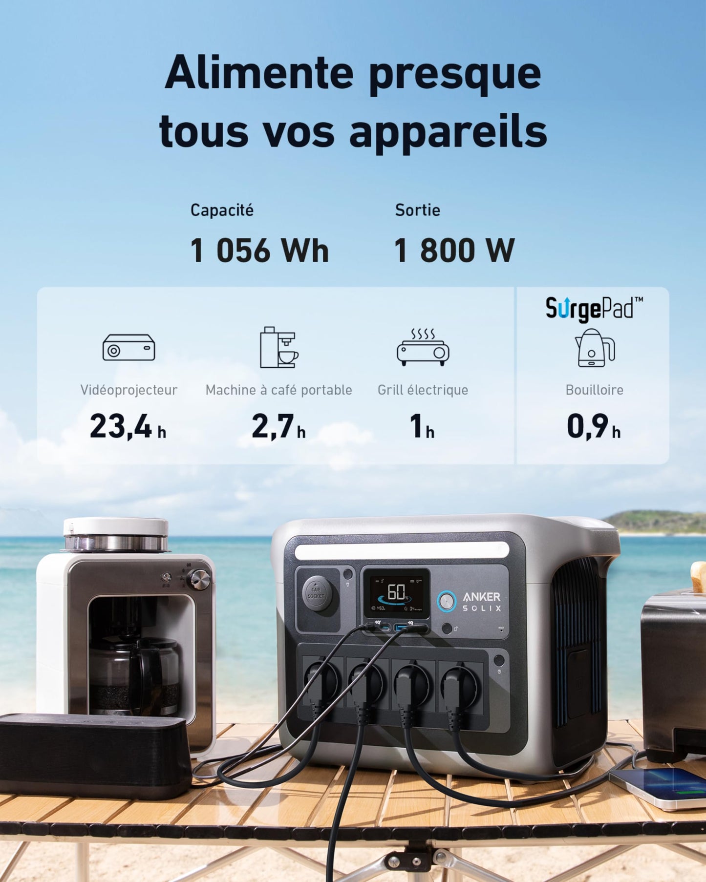 C1000 générateur solaire + panneau solaire 400W - Anker SOLIX FR