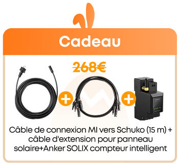 Câble de connexion MI vers Schuko (15 m) + Anker SOLIX câble d&#39;extension pour panneau solaire + Anker SOLIX compteur intelligent